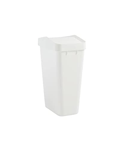 Rubbermaid Swing Top Waste Container for Home and Kitchen, Easy Access Disposal and Slim Modern Trash Can with Lid, 12.2 Gallon Capacity, White