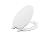 KOHLER 20466-0 Stonewood Elongated Toilet Seat with Quiet-Close Lid, Molded Wood Toilet Seat, White