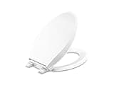 KOHLER 4636-RL-0 Cachet ReadyLatch Elongated Toilet Seat, Quiet-Close Lid, Contoured Seat, Grip-Tight Bumpers and Installation Hardware, White, 18.04"L x 14.18"W