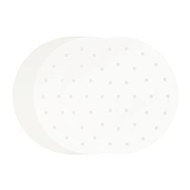 100 PCS Bamboo Steamer Liner, 10" Round Air Fryer Parchment Paper with Holes, White Anti-Stick Steamer Paper