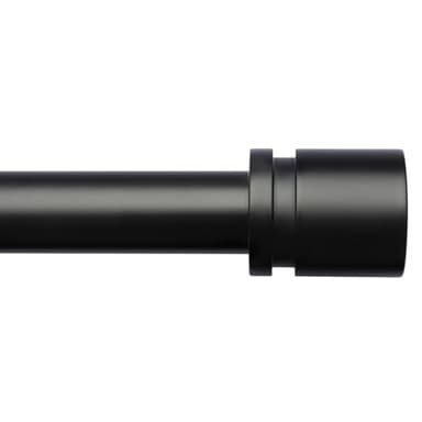 Byondeth Curtain Rods for Windows 16 to 144 Inches Adjustable Length 1 Inch Diameter Window Curtain Rod with Aluminium Finials, Black