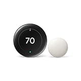 Google Nest Learning Thermostat (4th Gen, 2024) with Nest Temperature Sensor - Energy Saving Smart Thermostat with Adaptive Eco - Works with Alexa and Google Home App - Polished Obsidian