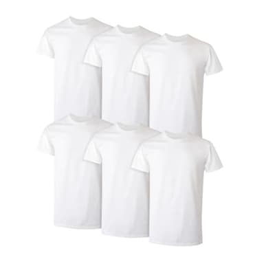 Hanes Mens Cotton, Moisture-wicking Crew Tee Undershirts, Multi-packs, White - 6 Pack, Large US