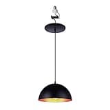 Worth Home Products Instant Pendant Light Matte Black & Gold Dome - 4"-6" Recessed Light Conversion Kit to Screw-in Pendant