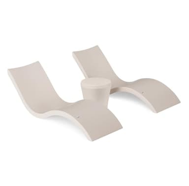 Ledge Lounger Signature Chaise Set of 2 + Affinity Side Table – in Pool Lounger Designed for Shallow Shelves Up to 9” – Outdoor Patio Sun Shelf & Poolside Furniture Bundle (Cloud)