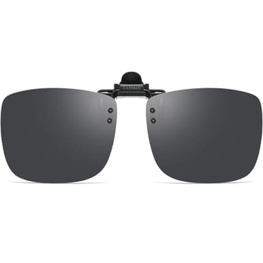 CAXMAN Polarized Clip On Sunglasses Over Prescription Glasses for Men Women UV Protection Flip Up Grey Lens 60 * 47mm