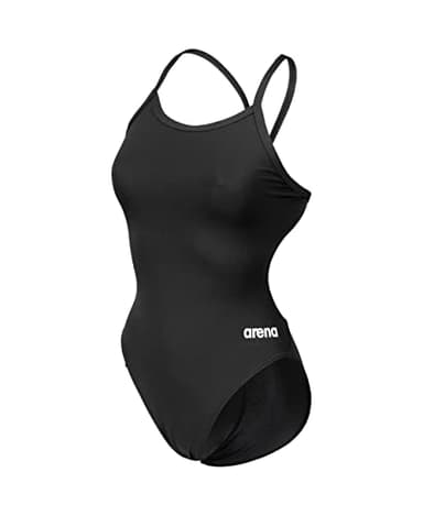 ARENA Women's Solid Team MaxLife Swimsuit Challenge Back One Piece Ladies Bathing Suit Competition Training Athletic Swimwear, Black/White, US Size 32