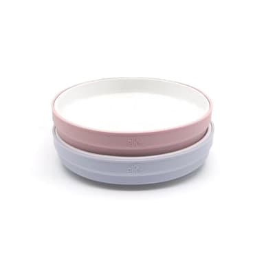 Elk and Friends Kids 7.8” Porcelain White Plates with Silicone Sleeves | Suitable for Babies/Toddlers | Microwave & Dishwasher Safe | Non Slip Dinnerware | Snack Dishes | 2 Pack