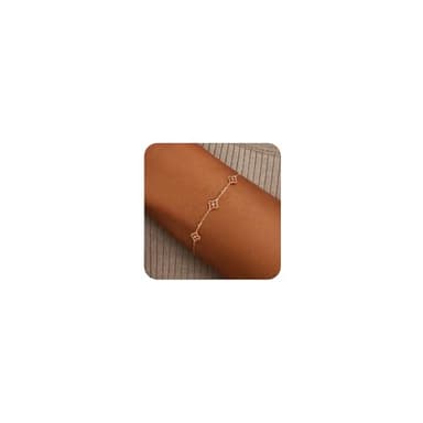KELAIEN Birthstone Gold Clover Bracelet Dainty 14K Gold Plated Cute Friendship Stackable Bracelets for Women No Tarnish Trendy Charm Best Friend Bracelet Stack for Birthday Jewelry