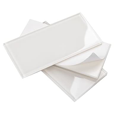 Adedeo Peel and Stick Glass Subway Tiles, 3 x 6 Inch, White Glass Tiles for Backsplash, Kitchen Backsplash Wall, Pack of 40 Pieces, 5sq.ft