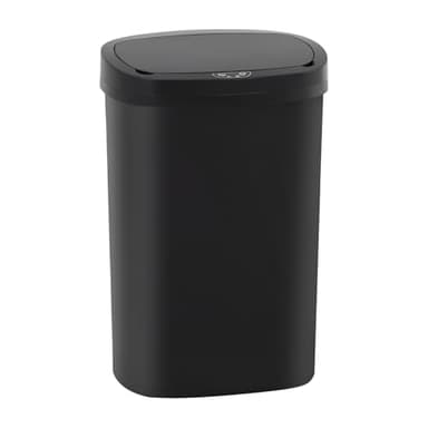 BestOffice | 13 Gallon Trash Can with Lid | Automatic Touchless Garbage Can | Odor Control | Modern Oval Design | Easy to Clean | Plastic | Black | Fits Any Kitchen, Bathroom, Office or Home