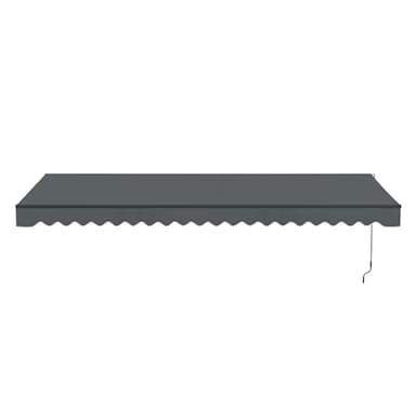 Aleko 20x10 feet Caribbean Style Electric Black Frame Awning, Remote Control Motorized & Manual Crank, Outdoor Shade Canopy with UV-Resistant Fabric - Charcoal Gray