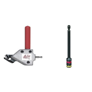 Malco TS1 Turbo Shear 20 Gauge Capacity Sheet Metal Cutting Attachment & MSHMLC 4-inch Cleanable Reversible 1/4-inch and 5/16-inch Hex Driver (1-Pack)