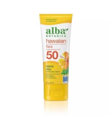 Alba Botanica Facial Sunscreen Lotion, SPF 50, Fragrance Free, 3 Oz