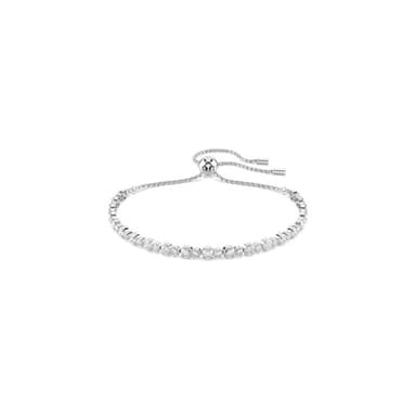 Swarovski Matrix Tennis bracelet, Mixed round cuts, clear, Rhodium finish