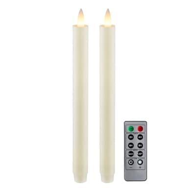 CozierGlow Flameless Taper Candles Flickering with Remote and Timer, 3D Moving Flame Taper Candle Battery Operated to 400 Hours, 9 Inch Window Candles, (Ivory)