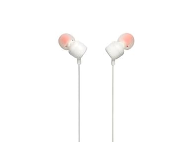 JBL Tune 110 - Wired in-Ear Headphones with JBL Pure Bass Sound, 1-Button Remote, Microphone and Tangle-Free Flat Cable (White)