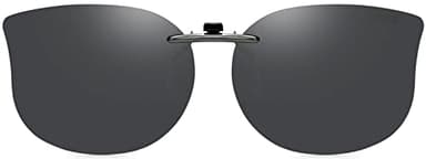 CAXMAN Cat Eye Clip On Sunglasses for Women Polarized Lens Over Prescription Glasses Grey Compact Fit Non Flip Up Oversized 100% UV Protection