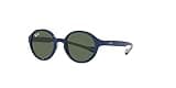 Ray-Ban Junior Kids' RJ9075S Round Sunglasses, Blue On Rubber Grey/Dark Green, 37 mm