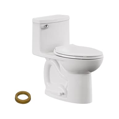 American Standard 612AA001.020 Compact Cadet 3, One-Piece Toilet with Slow-Close Seat and Wax Ring, Elongated Front, Left-Hand Flush, One Piece Toilets, White, 1.28 gpf