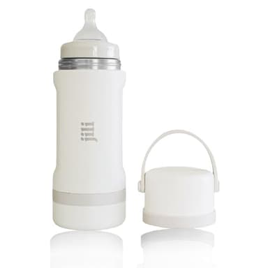 Jili All-in-One Baby Bottle, Insulated Stainless Steel Bottle with Formula Container, Anti-Colic Nipple, and Leak-Proof Lid, Baby Essentials for Travel, BPA and Phthalates-Free, Almond, 8 oz.