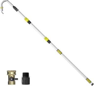 SISUPASSIE 24FT Reach Gutter Cleaning Tools from Ground, Telescopic Rain Gutter Cleaners Tool with Quick Connect Adapter and Heavy Duty Wand for 2nd Story House