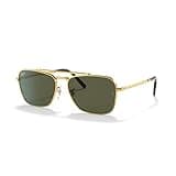 Ray-Ban New Caravan RB3636 919631 58MM Legend Gold/Crystal Lens Green Square Sunglasses for Men for Women + BUNDLE With Designer iWear Eyewear Kit