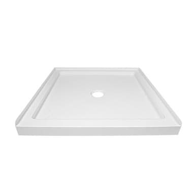 DeerValley 35"L x 35"W Single Threshold Shower Base in White, Square Acrylic Shower Pan with Center Drain Location, Non-slip Design