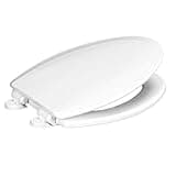 Centoco Elongated Toilet Seat Soft Close, Closed Front with Cover, Molded Wood, Made in the USA, 900SC-001, White