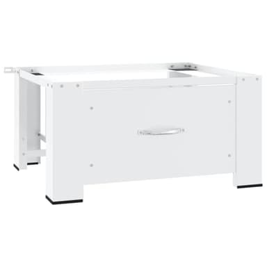 vidaXL Heavy-Duty Steel Washing Machine Pedestal with Storage Drawer - White, Suitable for All Standard Washing Machines and Dryers, Non-Slip and Scratch Protection Design