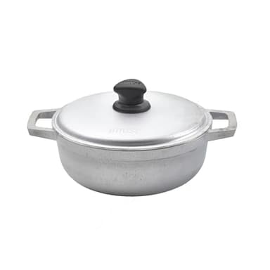 IMUSA Caldero Stock Pot with Aluminium Lid 2QT, Cast Aluminum, Perfect for Serving Small Groups, Riveted Handles, Made in Colombia, Silver