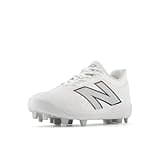 New Balance Boy's 4040 V7 Rubber-Molded Baseball Shoe, Optic White/Raincloud, 1 Little Kid