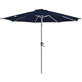 BLUU 9 FT Aluminum Outdoor Patio Umbrella, 5-YEAR Fade-Resistant Outdoor Market Table Umbrella with Push Button Tilt, for Pool, Deck, Garden and Lawn (Navy Blue)