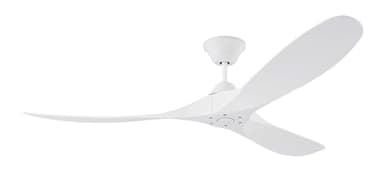 Generation Lighting 3MGMR60RZW-V2 Maverick Coastal Ceiling Fan with Remote Control, Wet Rated Indoor Outdoor Fan, Marine Grade Steel, Reversible DC Motor, 3 Blade High CFM (Matte White, 60-Inch)