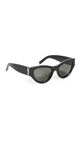 Saint Laurent Women's Monogram Cat Eye Sunglasses, Black/Black/Grey, 1 Count (Pack of 1)