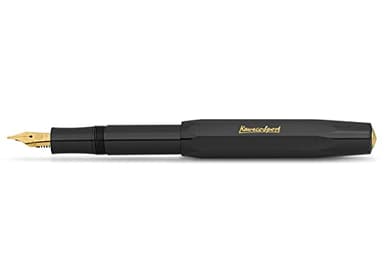 Kaweco CLASSIC SPORT Fountain Pen Black with 23 Carat Gold-Plated Steel Nib and Iridium Tip for Ink Cartridges I Sport Fountain Pen 13 cm I Nib: B (Broad)