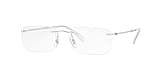Ray-Ban Men's RX8755 Titanium Rectangular Prescription Eyeglass Frames, Silver/Demo Lens, 54 mm
