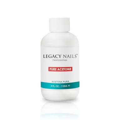 Legacy Nails Pure Acetone 4 FL OZ / 118ml - Professional Nail Salon Formula – Removes Acrylic, Gel, Nail Polish, Tips, Wraps – Performs Gently and Quickly - Acetona Pura