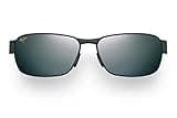 Maui Jim Men's and Women's Black Coral Polarized Rectangular Sunglasses, Matte Black/Neutral Grey, Large