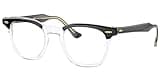Ray-Ban RX5398 Hawkeye Square Prescription Eyewear Frames, Black On Transparent/Demo Lens, 48 mm