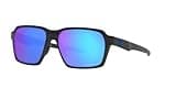 Oakley Men's OO4143 Parlay Rectangular Sunglasses, Steel/Prizm Sapphire Polarized, 58 mm