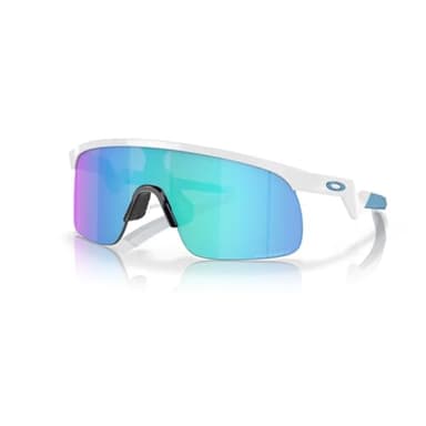 OAKLEY Kids Resistor OJ9010 901007 23MM Polished White/Prizm Sapphire Shield Junior Sunglasses for Boys+ Bundle Accessory Leash Kit, Microfiber Pouch