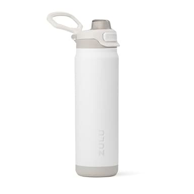 ZULU Powerfill Pro 24oz Stainless Steel Water Bottle with Quick Fill Lid, Triple Walled Vacuum Insulated Metal, Leak Proof Locking Lid, Sip and Chug, Reusable BPA Free, White
