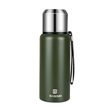 Insulated vacuum Thermo Bottle 500ml/16.9oz with cup Stainless steel coffee bottles for hot and cold drink water flask.(Green,500ml)