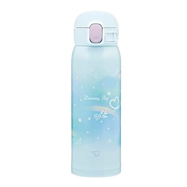 Zojirushi Mahobin SM-WH48-AZ Children's Water Bottle, 16.9 fl oz (480 ml), One-touch Mug, Easy Care, Hot and Cold Water, Rainbow Blue