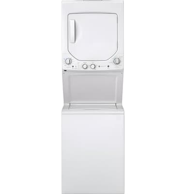 GE Unitized Spacemaker® 2.3 Cu. Ft. Washer and 4.4 Cu. Ft. Electric Dryer Laundry Center, 24-Inch, White – GUD24ESSMWW