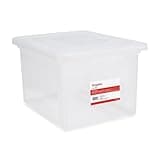 Staples Hanging File Folder Box, Storage Bin Organizer, Snap Lid, Letter and Legal Size Documents, Clear