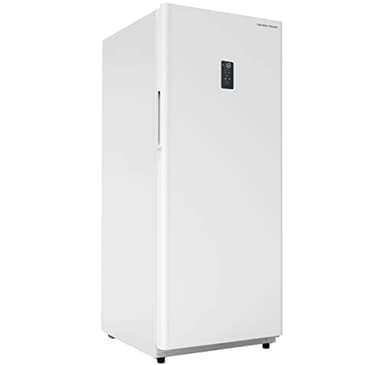Hamilton Beach 17 cu ft Upright CONVERTIBLE Fridge/Freezer-Frost Free-Reversible Door-Removable Glass Shelves-LED Interior Light- Electronic Temperature Control, Energy Efficient, White, 17 cu. ft.