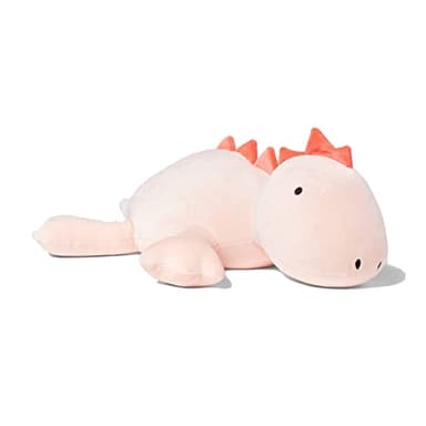 OSOCU 1.4 LB Weighted Stuffed Stegosaurus Animals Plush - 16 Inch Squished Long Dinosaur Jumbo Pillow - Kawaii Plushies Hugging Toy Gifts for Kids - Soft Pink Dino Stuffed Animal Toy (Stegosaurus)