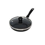 Imusa Ceramic Nonstick Frying Pan with lid, Egg Pan, Omelet Pans, 6.3 Inch, Aluminium, Black